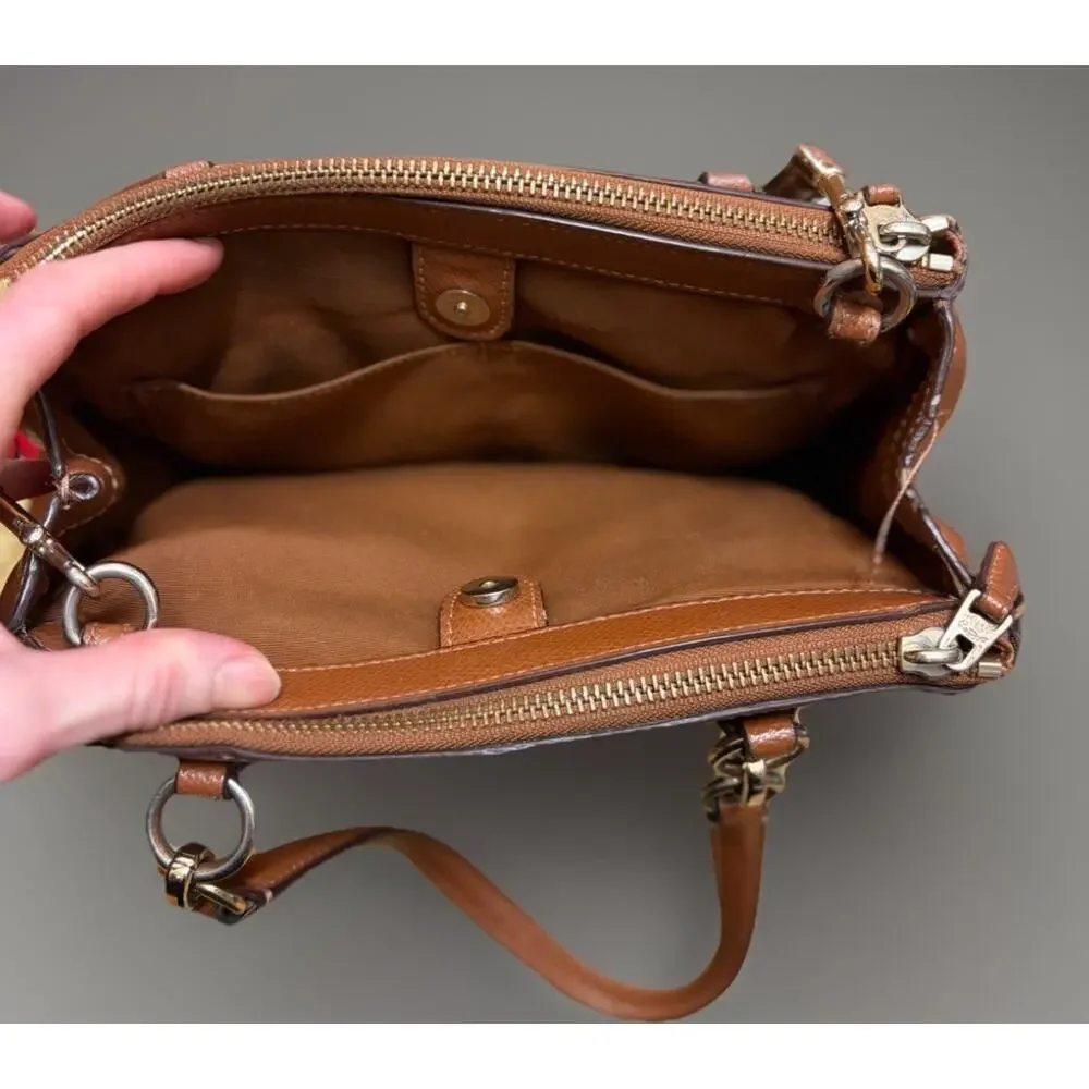 Coach - Christie Carryall Saddle Gold Two Way Handbag With strap & Charm - Picture 10 of 14